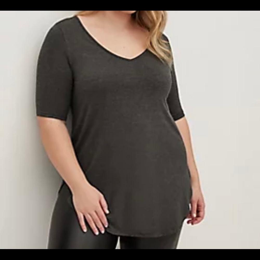 NWOT Torrid Super Soft Knit Favorite V-Neck Tunic Size 3 Heather Gray
